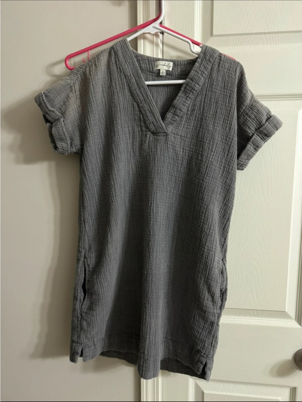 Wonderly Gray V-Neck Midi Dress